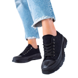 SHELOVET Svarta sneakers på plattformen