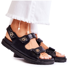 S.Barski Lädersandaler för kvinnor med svart Halis-dekoration