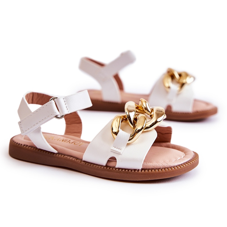 FR1 Barnsandaler med vit Layra kardborre ['vit']