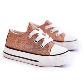 Barnsneakers Knyt Rose Gold Wella gyllene gyllene