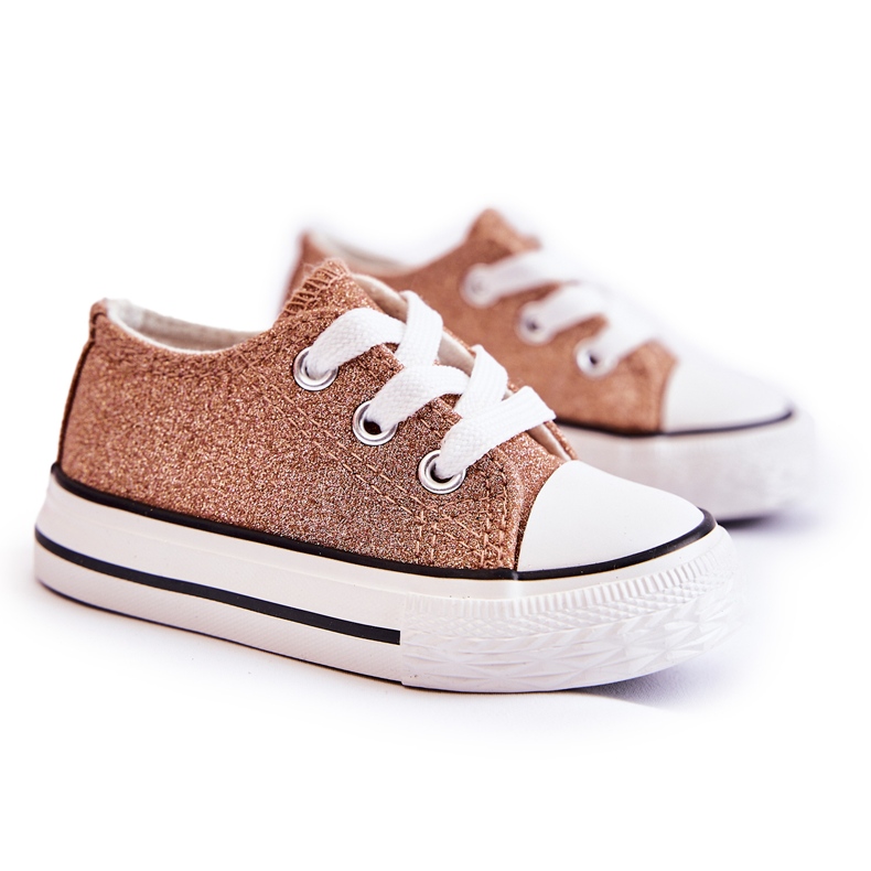 Barnsneakers Knyt Rose Gold Wella gyllene gyllene