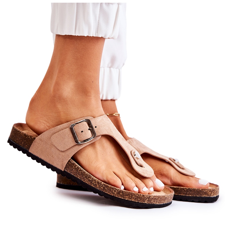 FB1 Damtofflor Med Spänne Beige Elina