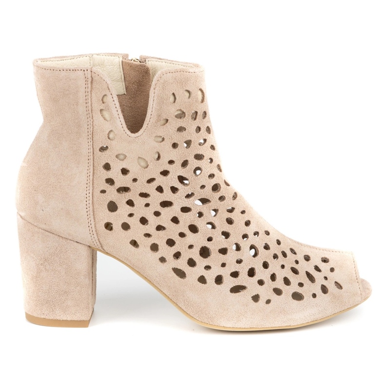 Exquisite Genombrutna läderstövlar för kvinnor 1184 puderrosa