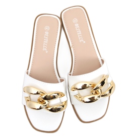 Tofflor med kedja Dalia White vit