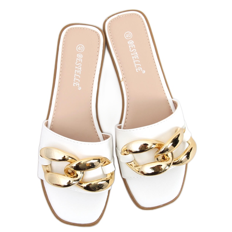 Tofflor med kedja Dalia White vit