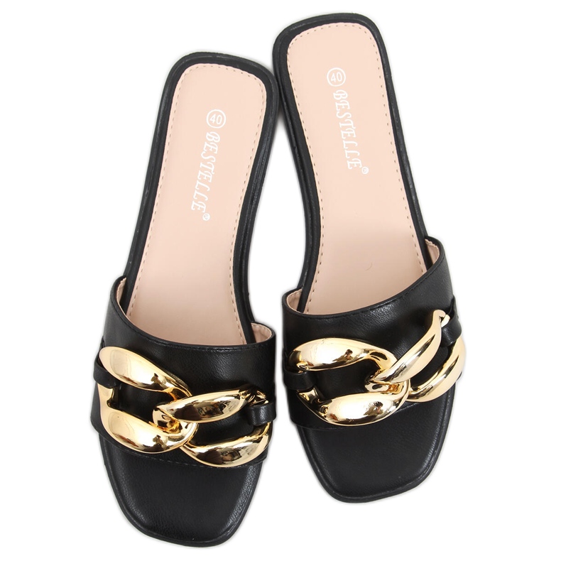 Dalia svarta tofflor med kedja