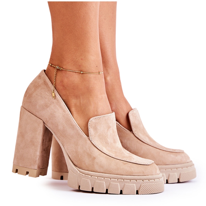 Lewski Shoes Fashionabla Pumps On The Platform Lewski Skor 3196 Beige