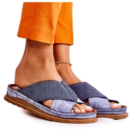 Läderprofilerade tofflor Maciejka 04986-17 Blå