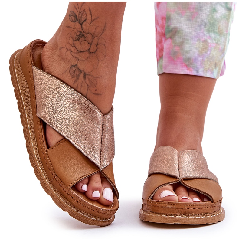 Läderprofilerade tofflor Maciejka 04986-29 Brun