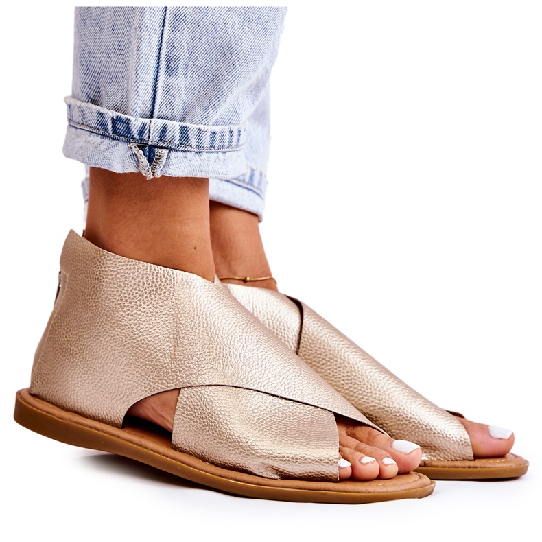 S.Barski Kvinnors lädersandaler Guld Catalise gyllene