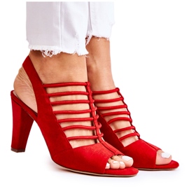 S.Barski Röda Vinnie Mocka sandaler med hög klack