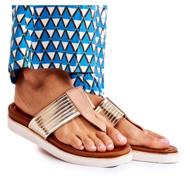 Damtofflor Flip-flops på Morissa-plattformen i beige-guld brun gyllene