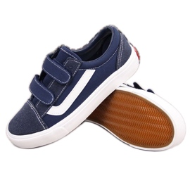 Låga sneakers med kardborreband Atletico Jr ATC337C marinblå
