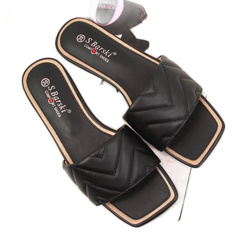 Quiltade tofflor S. Barski W OLI103A svarta