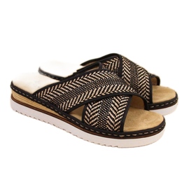 Svarta Rieker W R459 wedge tofflor