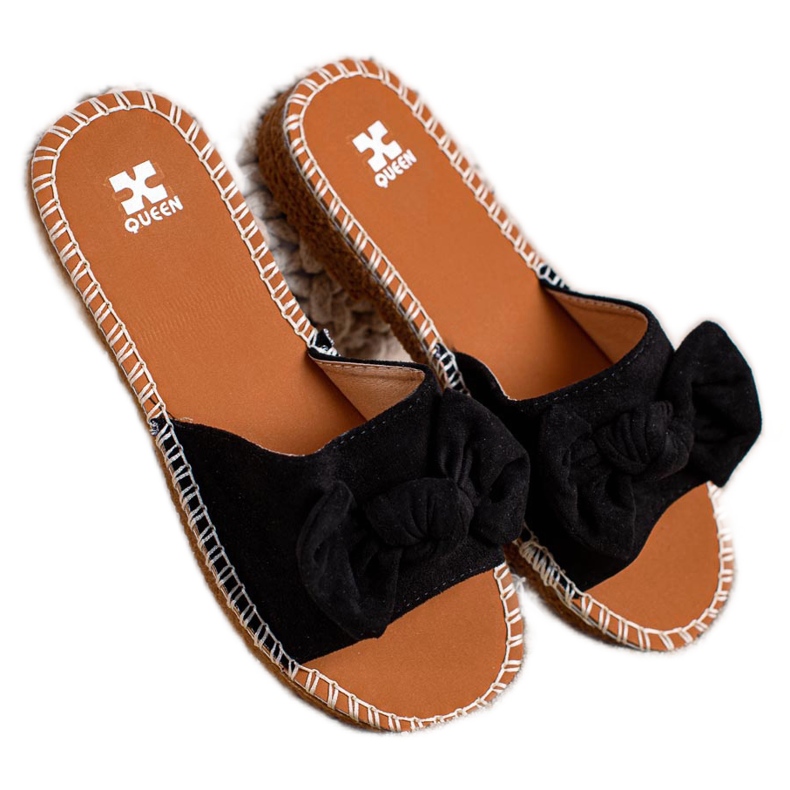 SHELOVET Tofflor med rosett svart