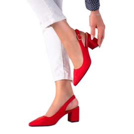 SHELOVET Röda pumps med öppen häl