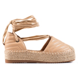 SHELOVET Knytna espadriller på plattformen beige