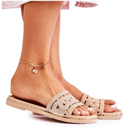 Gyllene Charis gummitofflor för kvinnor