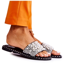 PG2 Damtofflor med pärlor Svart Vamero