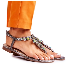 PG2 Damsandaler Flipflops med Cubic Zirconia Grå Ivanne