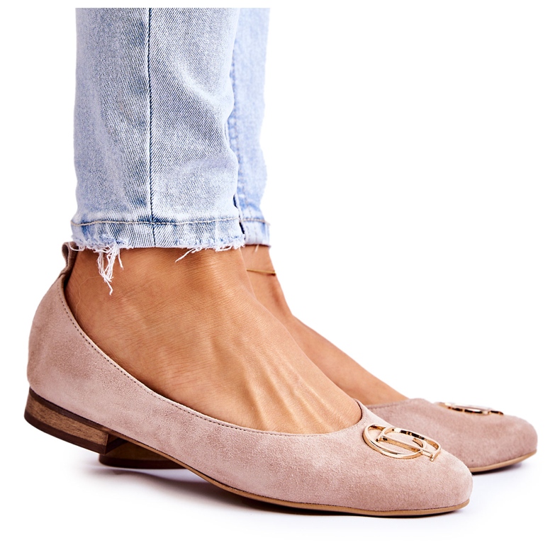 Mockaballerinor för kvinnor med dekoration Nicole 2746 Beige