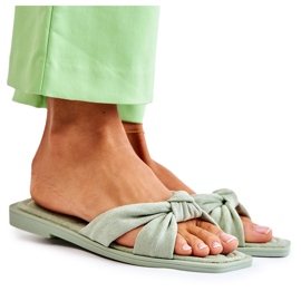 Moderiktiga gröna Lorrie-tofflor i mocka för kvinnor