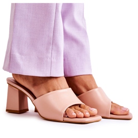 PG1 Klassiska tofflor i läder på hög klack Naken Talena rosa