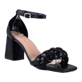 SHELOVET Flätade damsandaler svart