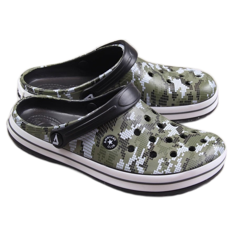 American Club svarta camo tofflor för män grön
