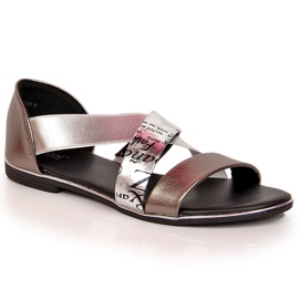 Damsandaler med resårband, silver Jezzi silver-