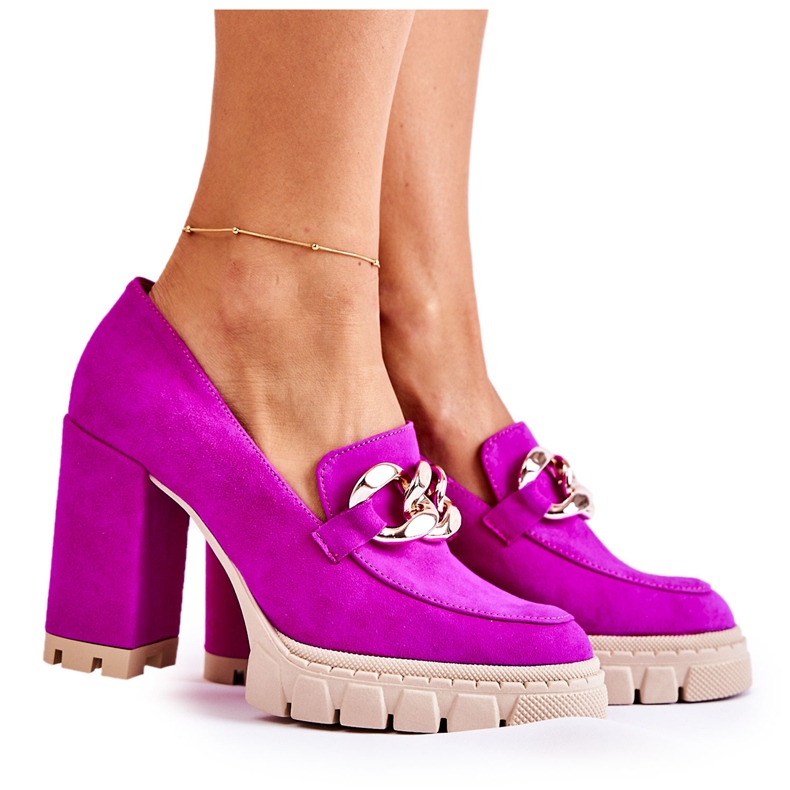 Lewski Shoes Fashionabla Pumps På Plattformen Och En Bar Lewski Skor 3197 Fuchsia rosa
