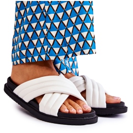 Klassiska kvinnors vita lädertofflor Daron