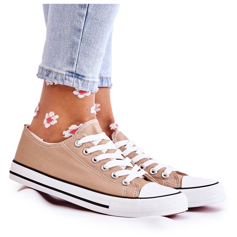 PJ1 Klassiska sneakers för damer knutna mörkbeige Be Mine