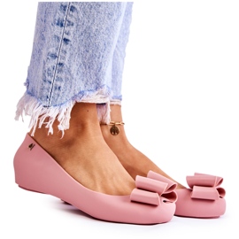 PH1 Kvinnors gummiballerinor med rosett Rosa florret