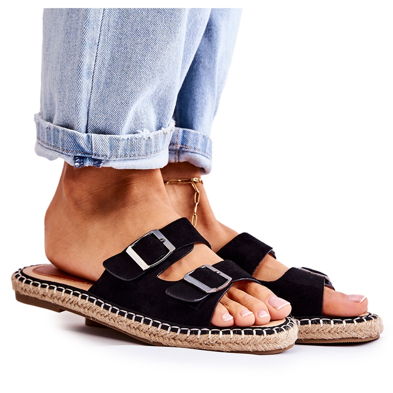 PG1 Klassiska mocka tofflor för kvinnor Svart Casilda