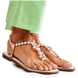 PG1 Fashionabla sandaler Flip Flops med pärlor Rose Gold Isalia rosa gyllene