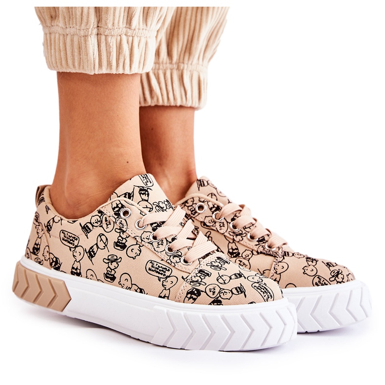 PS1 Damsneakers Sportskor W Print Beige framsida