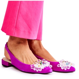 Mockaballerinor på höga klackar med mörkrosa Elena-dekoration