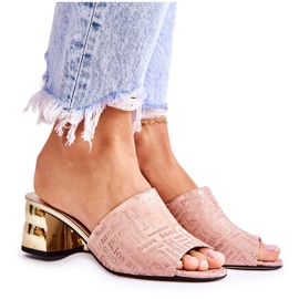 PA2 Mocka Damtofflor på hög klack Ljusrosa Perry