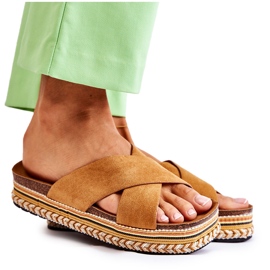 PG1 Damtofflor i mocka på Camel Jossie-plattformen brun