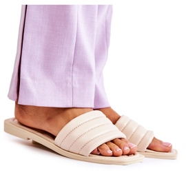 PG1 Lädertofflor för kvinnor med Quiltning Beige Raula