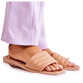 PG1 Lädertofflor för kvinnor med Quiltning Mörk Beige Raula