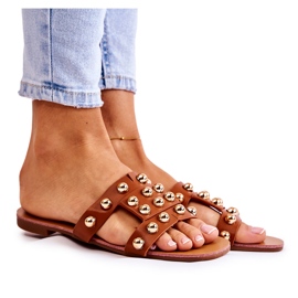 PG1 Klassiska tofflor för kvinnor med ornament Brun Scotlyn