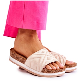 PG1 Damtofflor i mocka på en massiv plattform Beige Heritta