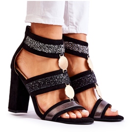 FE1 Damsandaler på hög klack Svart Laurita