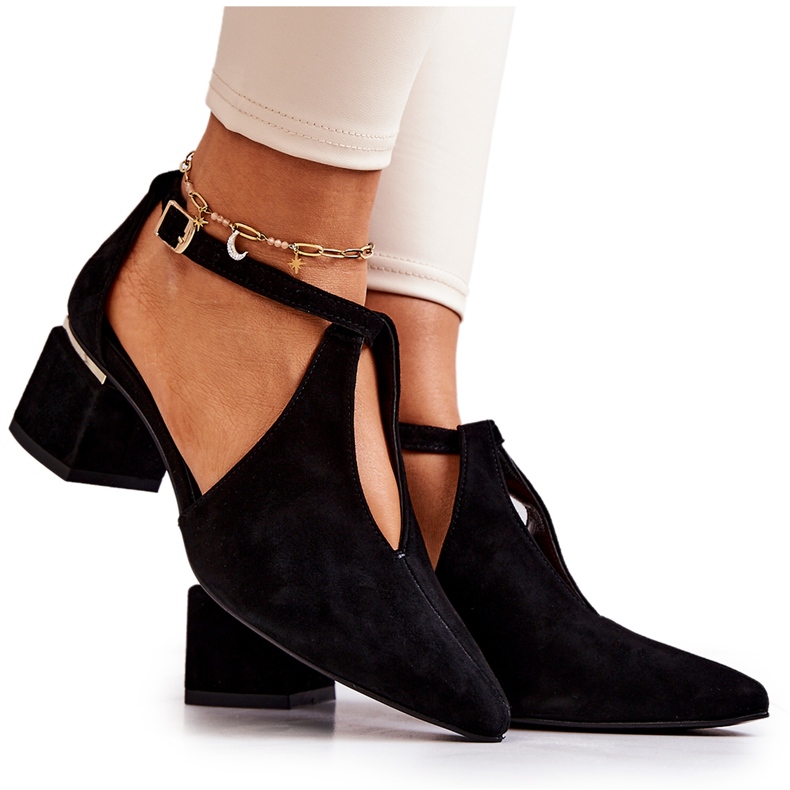 Mocka Pumps On Heel Laura Messi 2309 Svart