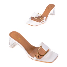 SHELOVET Genomskinliga tofflor på stolpen vit