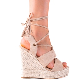 SHELOVET Espadrillos högknutna sandaler beige