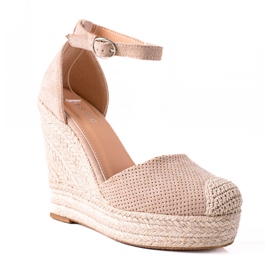 SHELOVET Espadrilles On Wedge Sandals beige